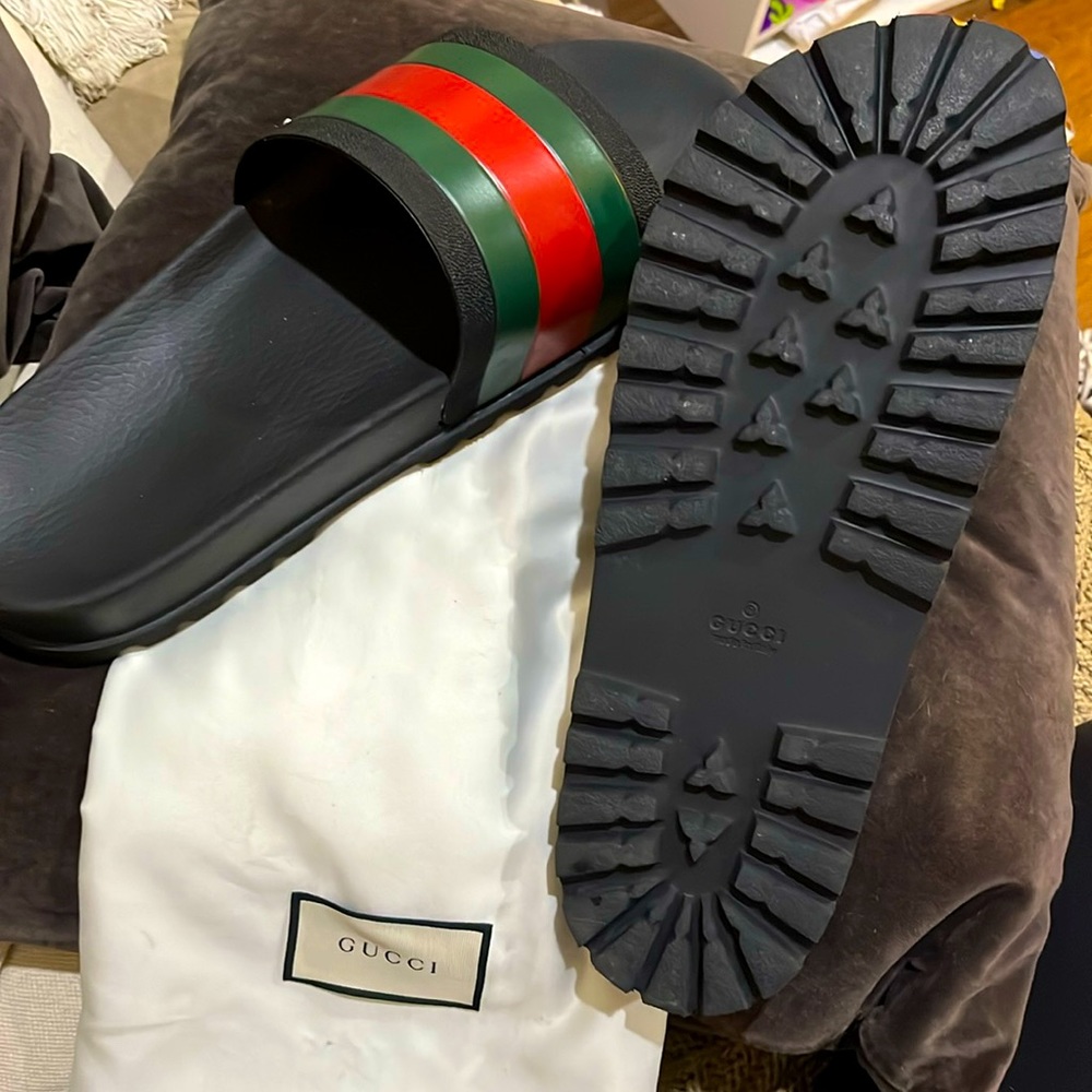 Gucci Men’s Web Slide Sandals (Authentic)